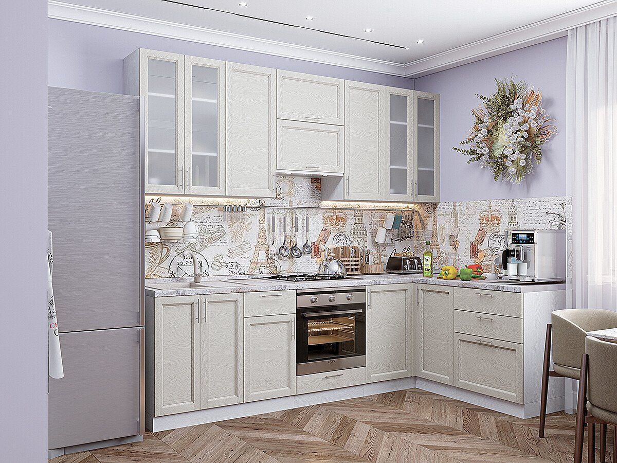 Кухня Сканди-04 2340*2650/1590*600 Cappuccino Softwood