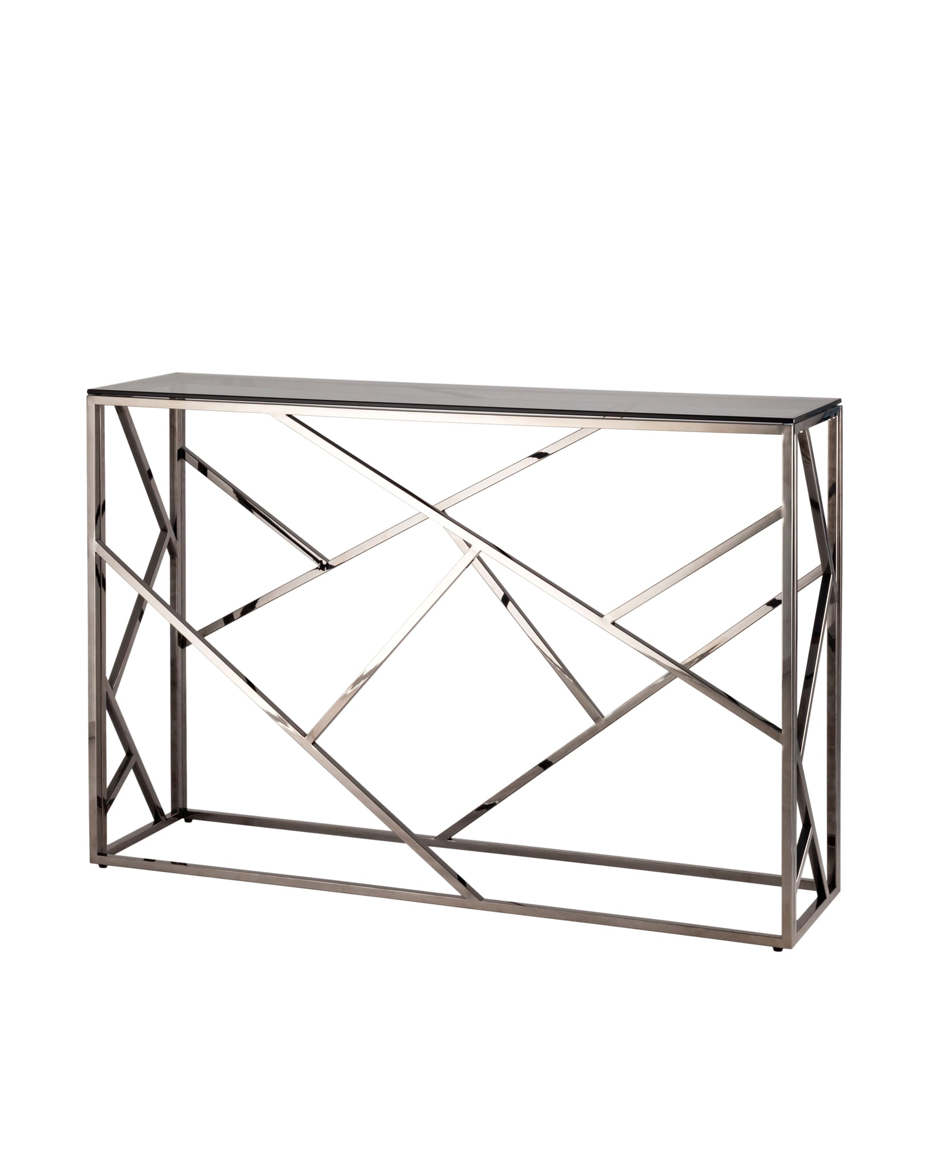 Консоль АРТ ДЕКО 115*30 стекло smoke сталь тёмный хром из Италии