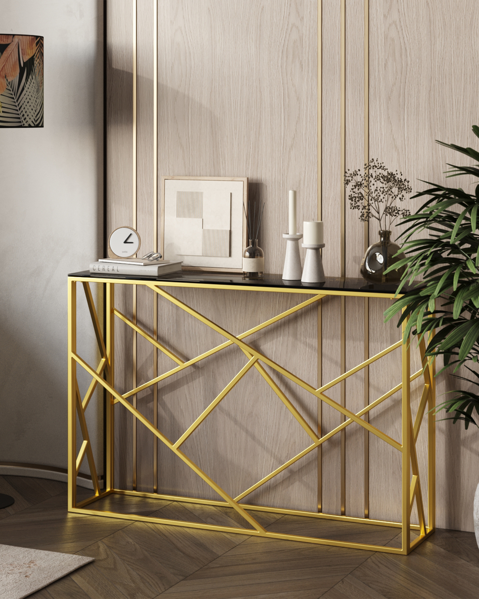 Консоль АРТ ДЕКО 115*30 золото стекло smoke из Италии