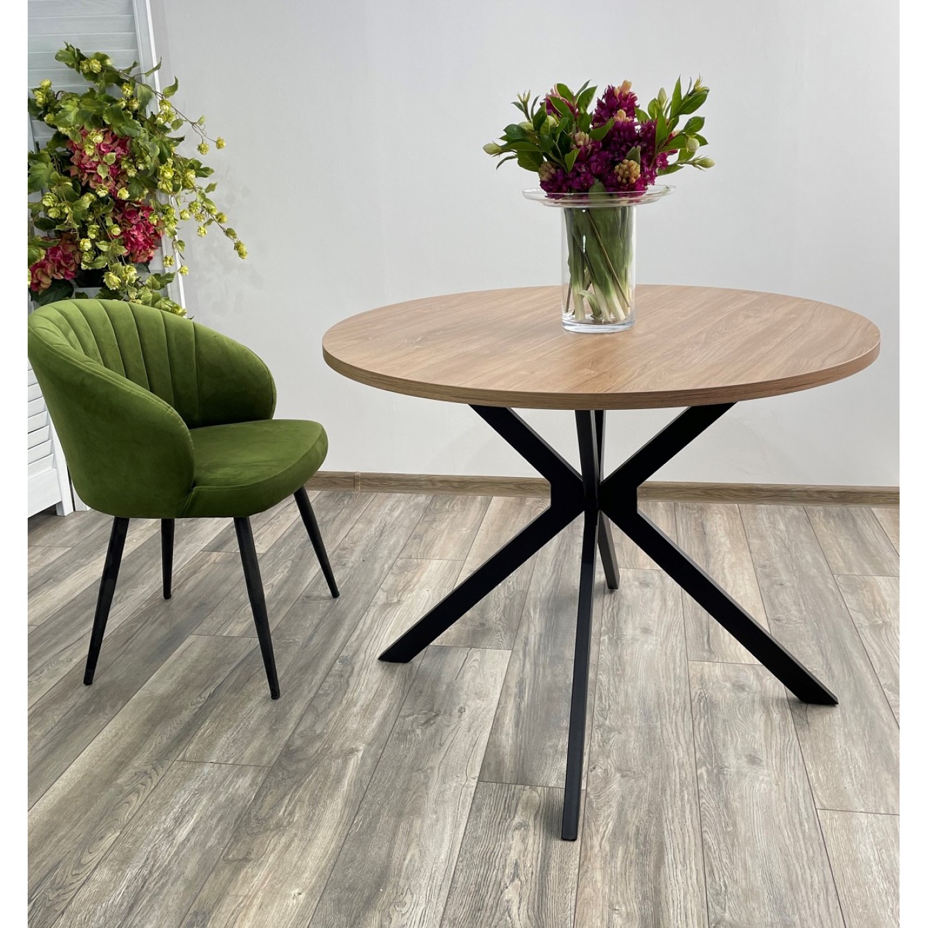 Стол ВЕГА D100 Дуб Канзас/ черный каркас М-City из Италии