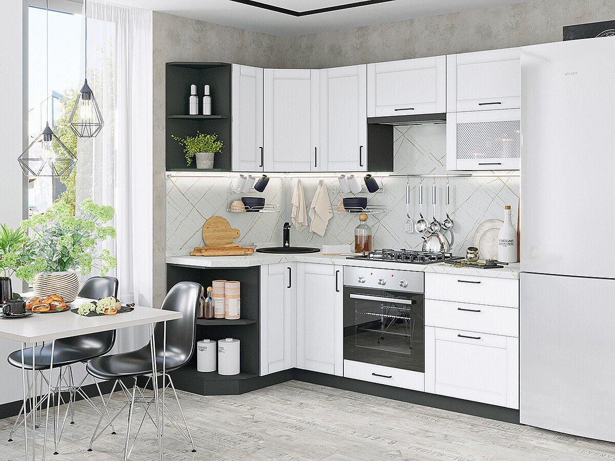 Кухня Лофт-03 2140*1200/2190*600 Super White