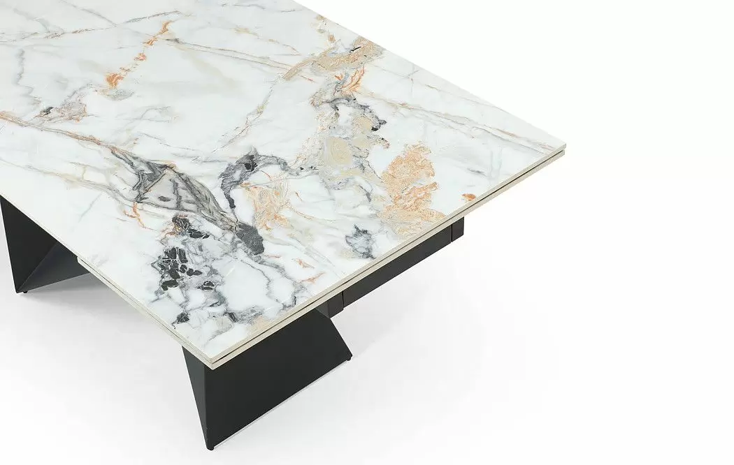 Стол раскладной Portofino Black 200-300, светлая керамика/черный из Италии