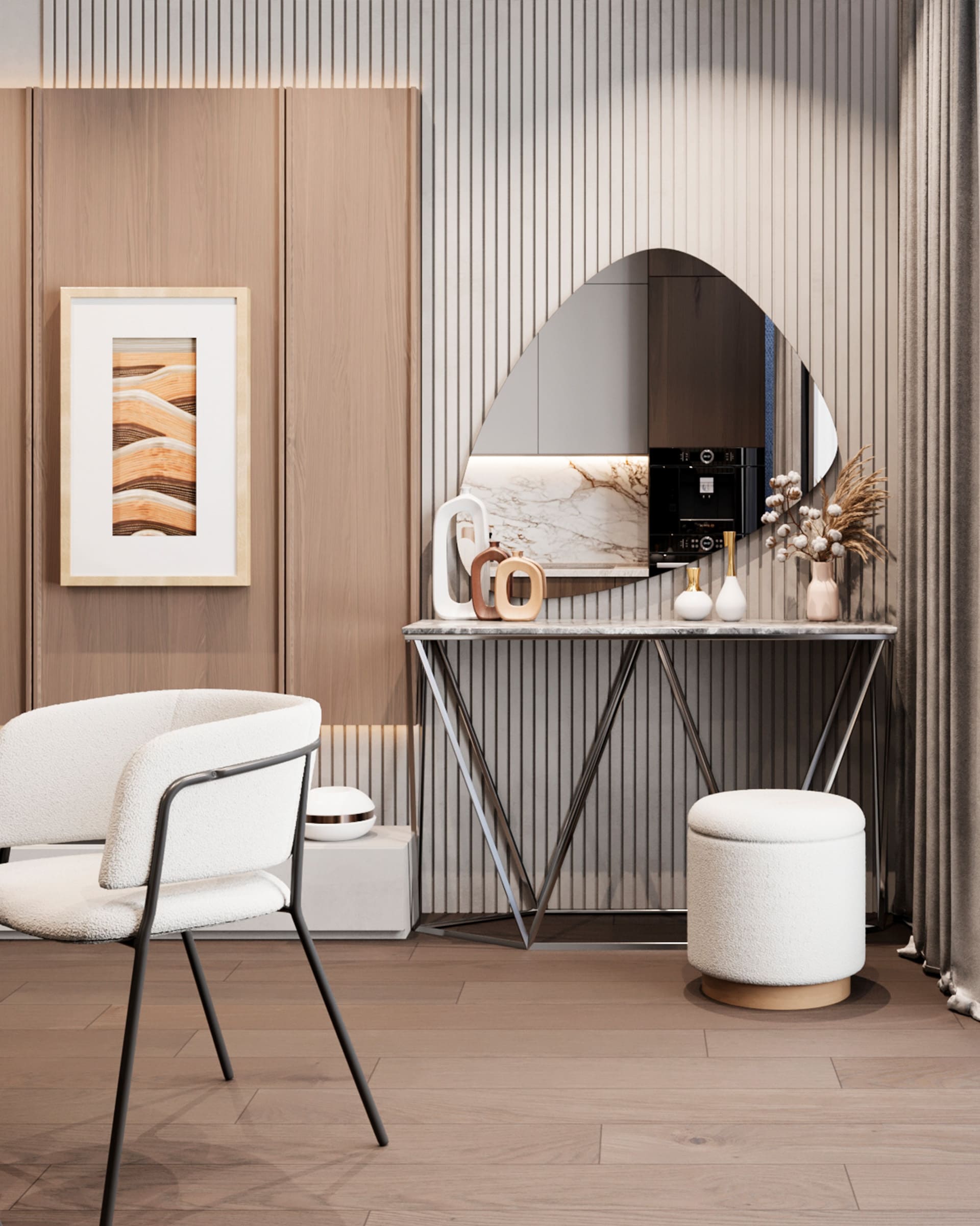 Консоль Авалон 122*41 серый мрамор сталь темный хром из Италии