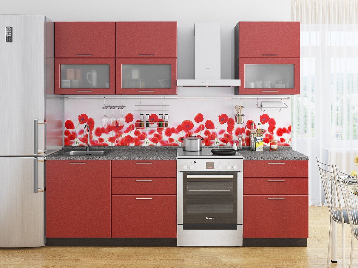 Кухня Валерия-М-01 2140*1800*600 Гранатовый металлик