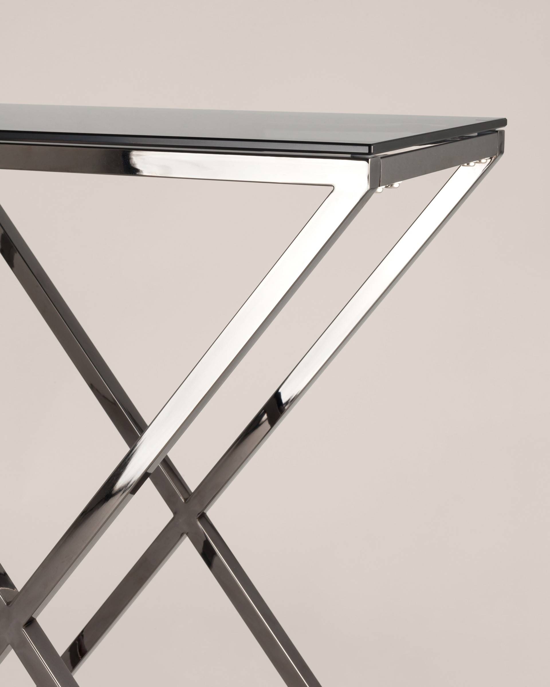 Консоль ИНСИГНИЯ 115*30 сталь темный хром стекло smoke из Италии