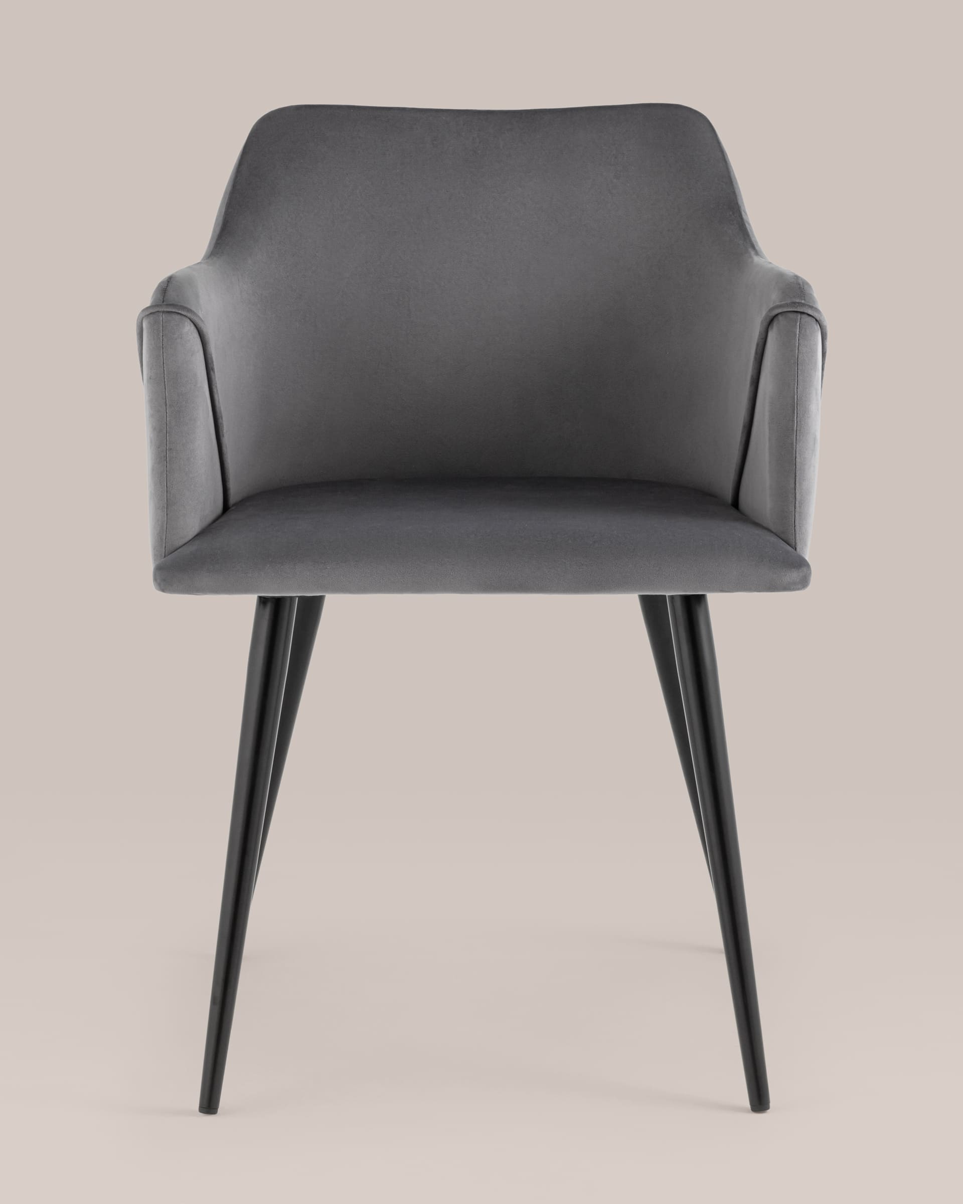 Стул с подлокотниками Джоэл велюр серый из Италии