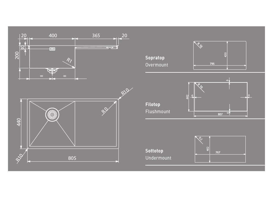 Мойка Artinox Quadra 80 из Италии