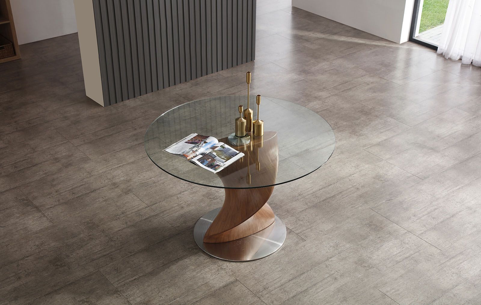 Стол Niagara 120, прозрачное стекло/орех из Италии