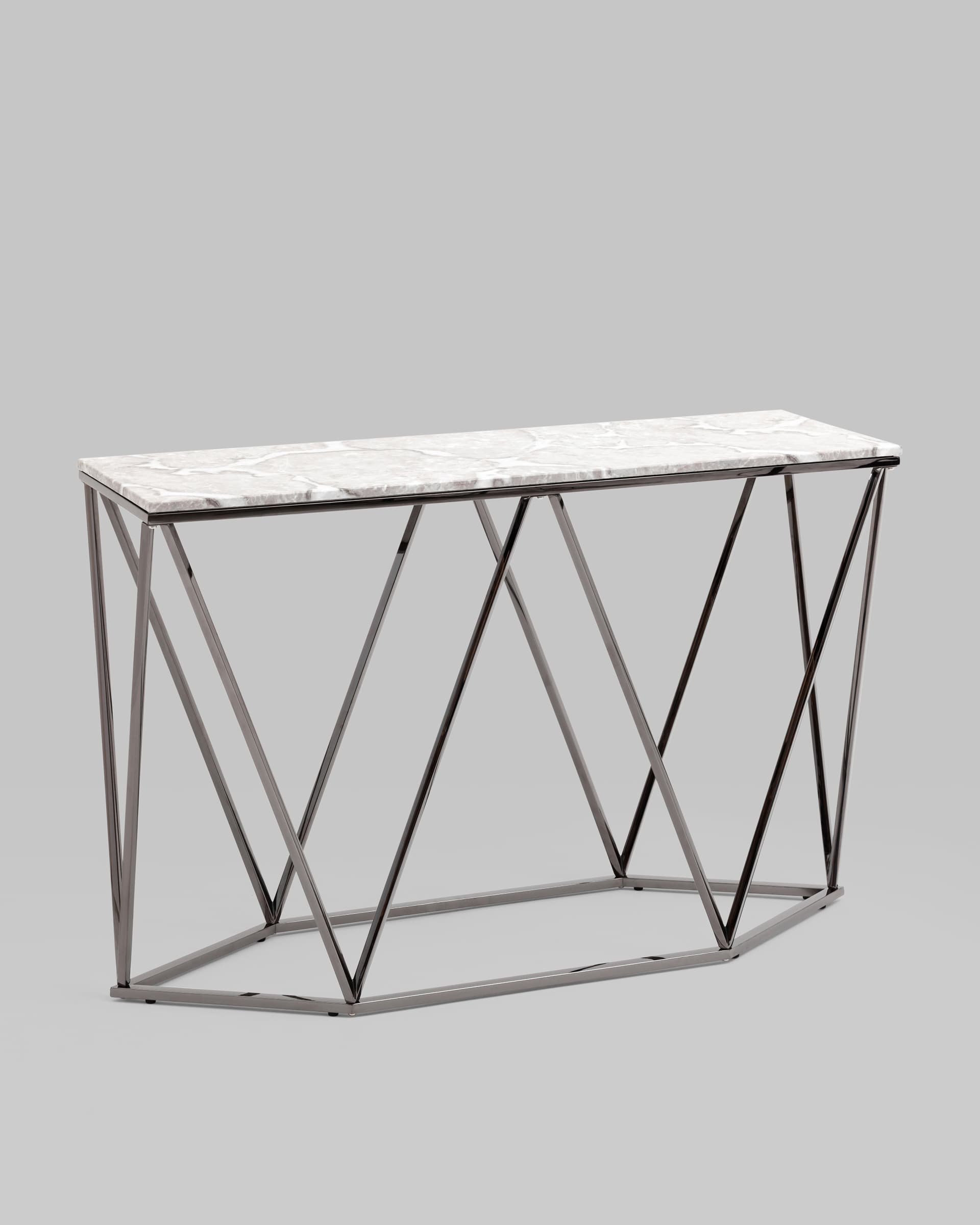 Консоль Авалон 122*41 серый мрамор сталь темный хром из Италии
