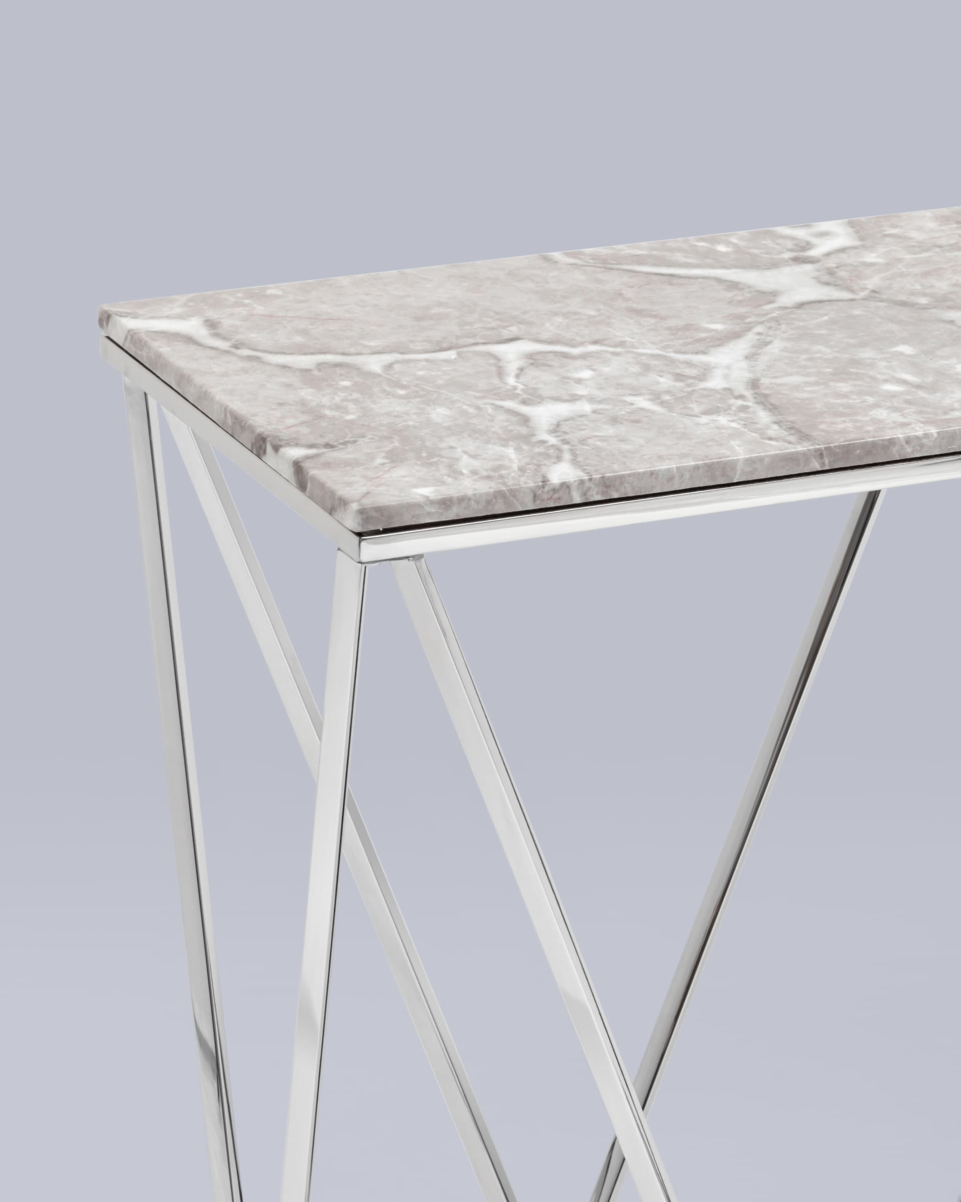 Консоль Авалон 122*41 серый мрамор сталь серебро из Италии