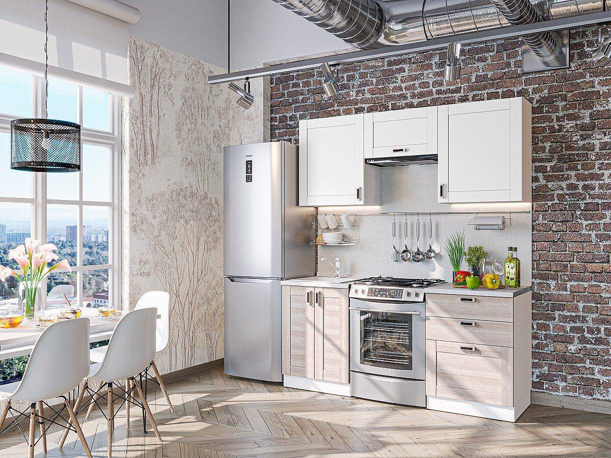 Кухня Лофт-05 2140*1800*600 Super White/Cappuccino Veralinga