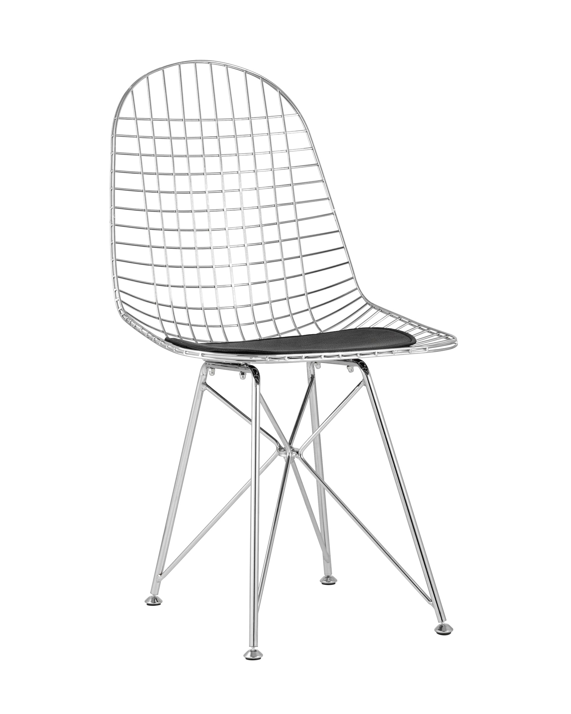 Стул обеденный Eiffel, хромированный, с черной подушкой из Италии