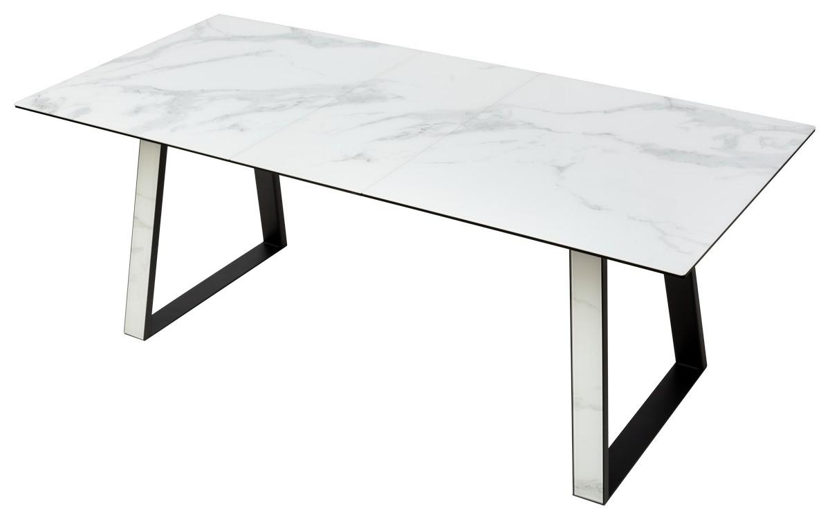 Стол Франк 160 БЕЛЫЙ МРАМОР, стекло / БЕЛЫЙ МРАМОР - ЧЕРНЫЙ, М-City из Италии