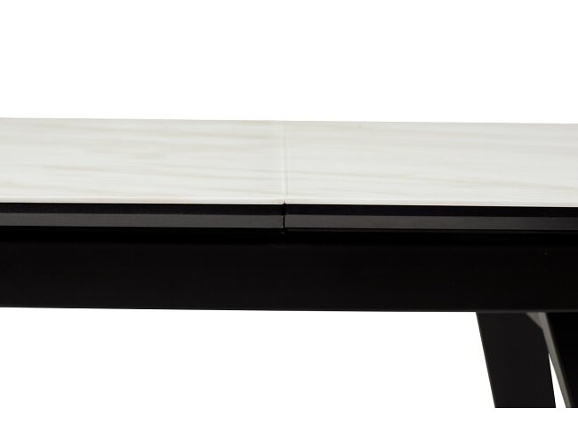 Стол Морис 140 БЕЖЕВЫЙ МРАМОР, стекло/ ЧЕРНЫЙ М-City из Италии