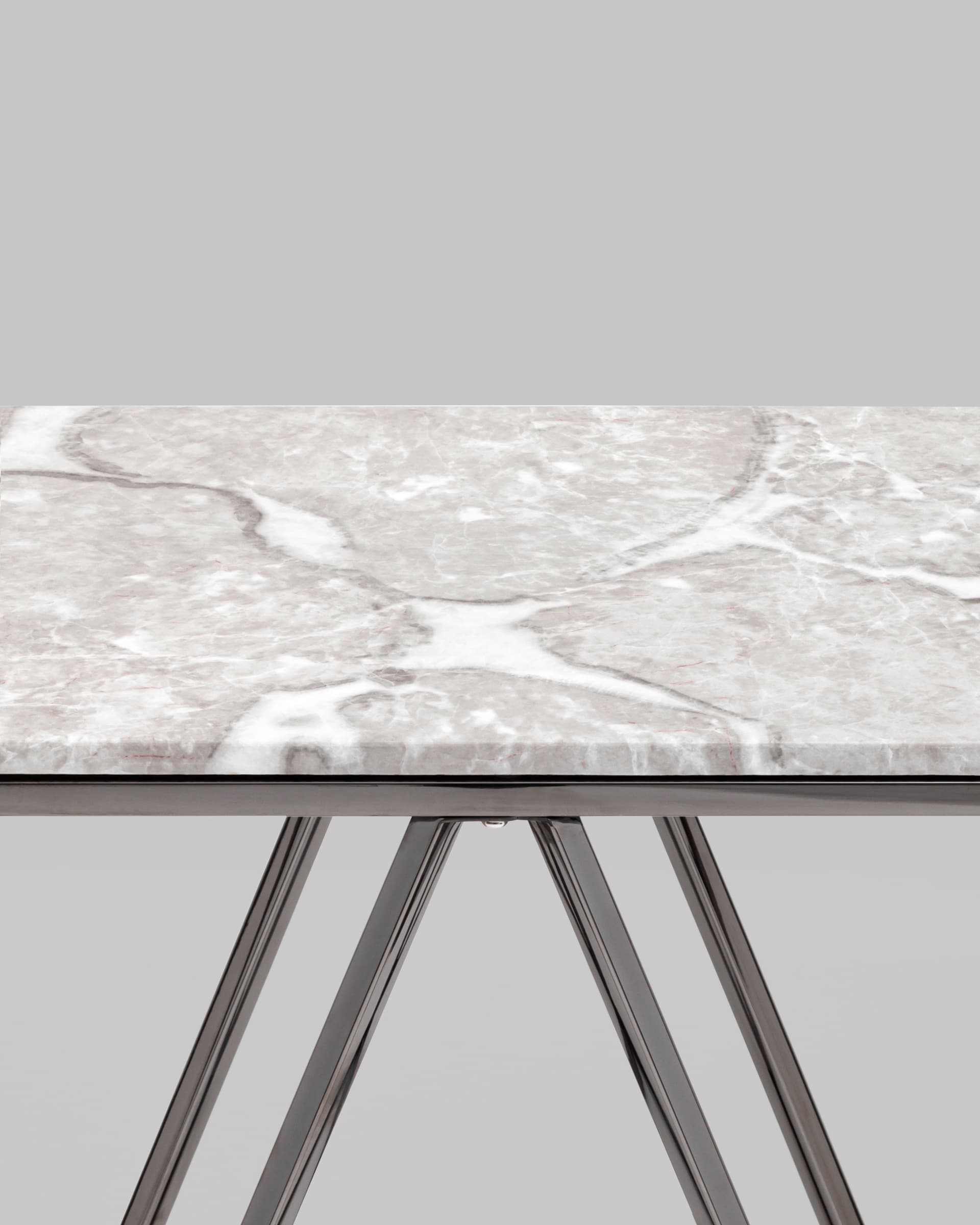 Консоль Авалон 122*41 серый мрамор сталь темный хром из Италии