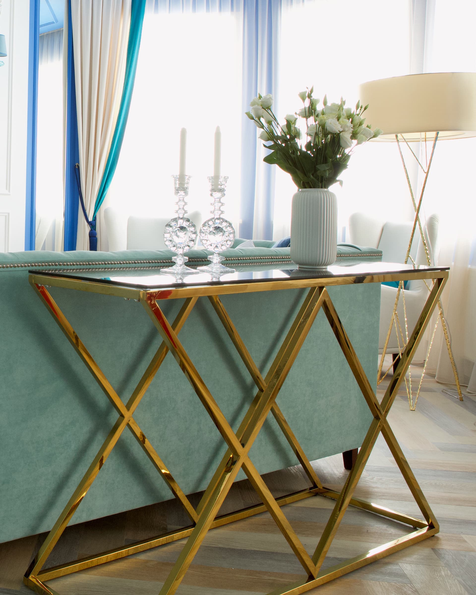 Консоль ИНСИГНИЯ 120*40 золото стекло smoke из Италии