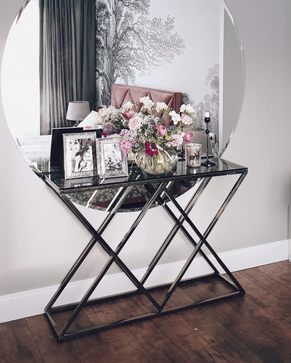 Консоль ИНСИГНИЯ 115*30 сталь темный хром стекло smoke из Италии