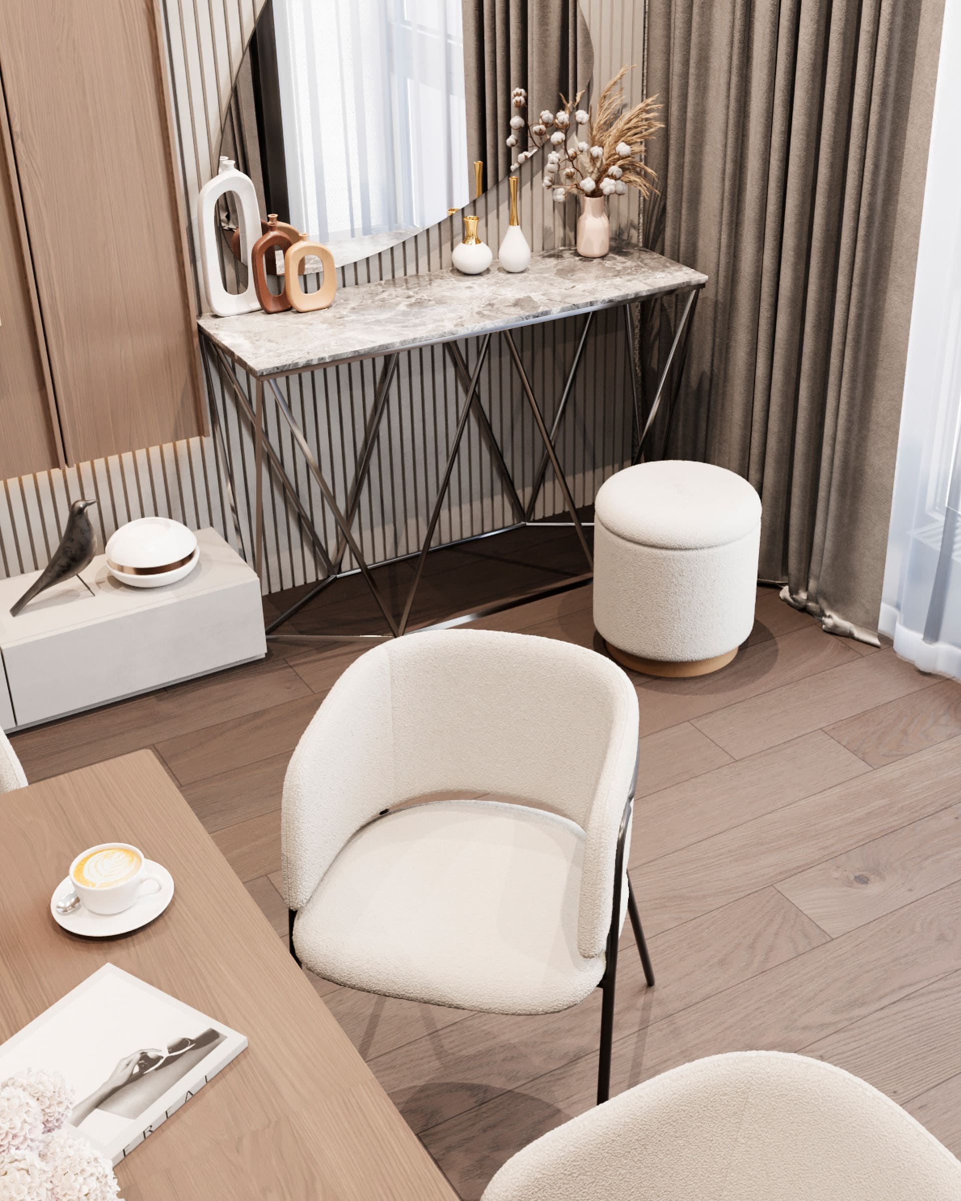 Консоль Авалон 122*41 серый мрамор сталь темный хром из Италии