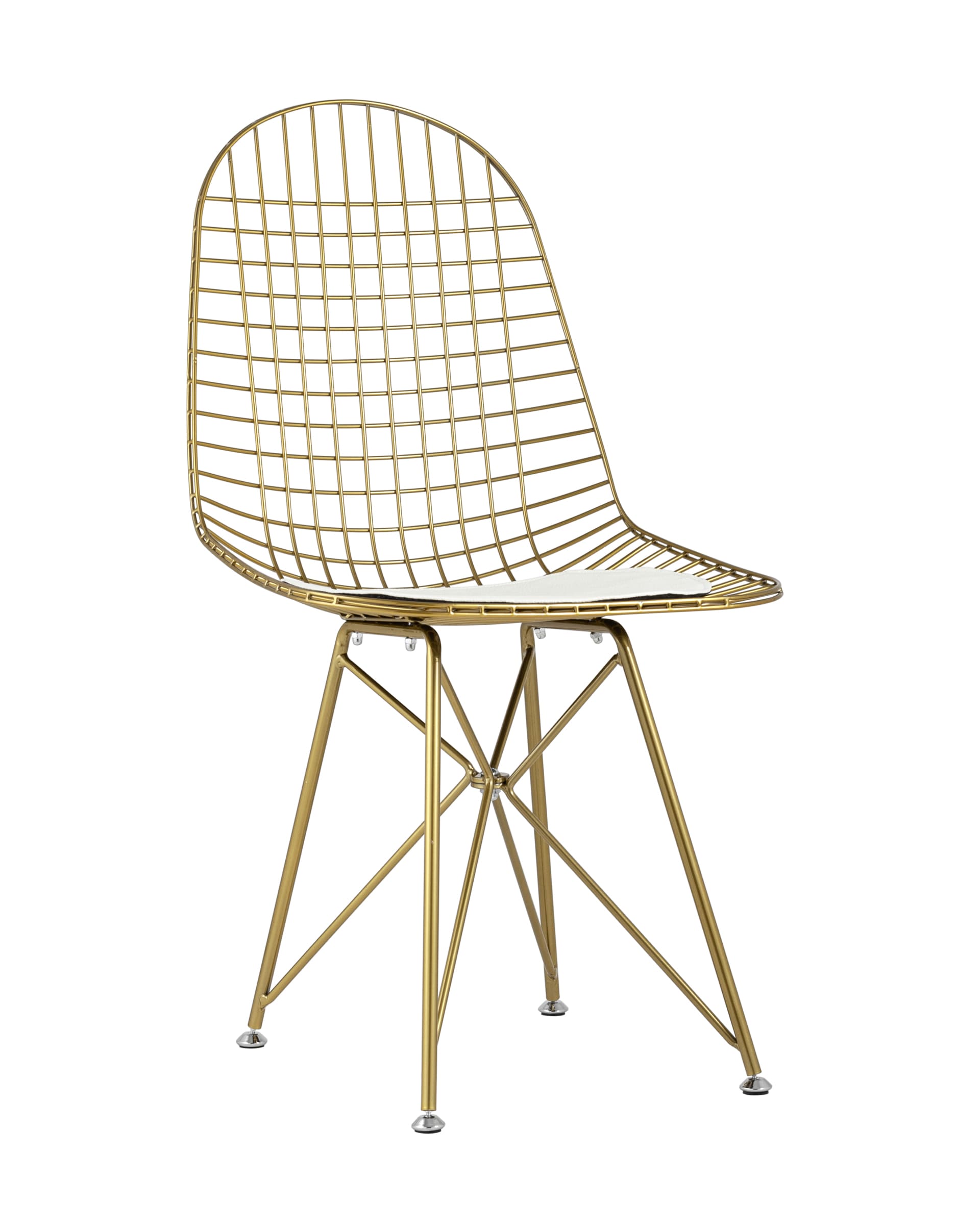 Стул обеденный Eiffel, золотой, с белой подушкой из Италии