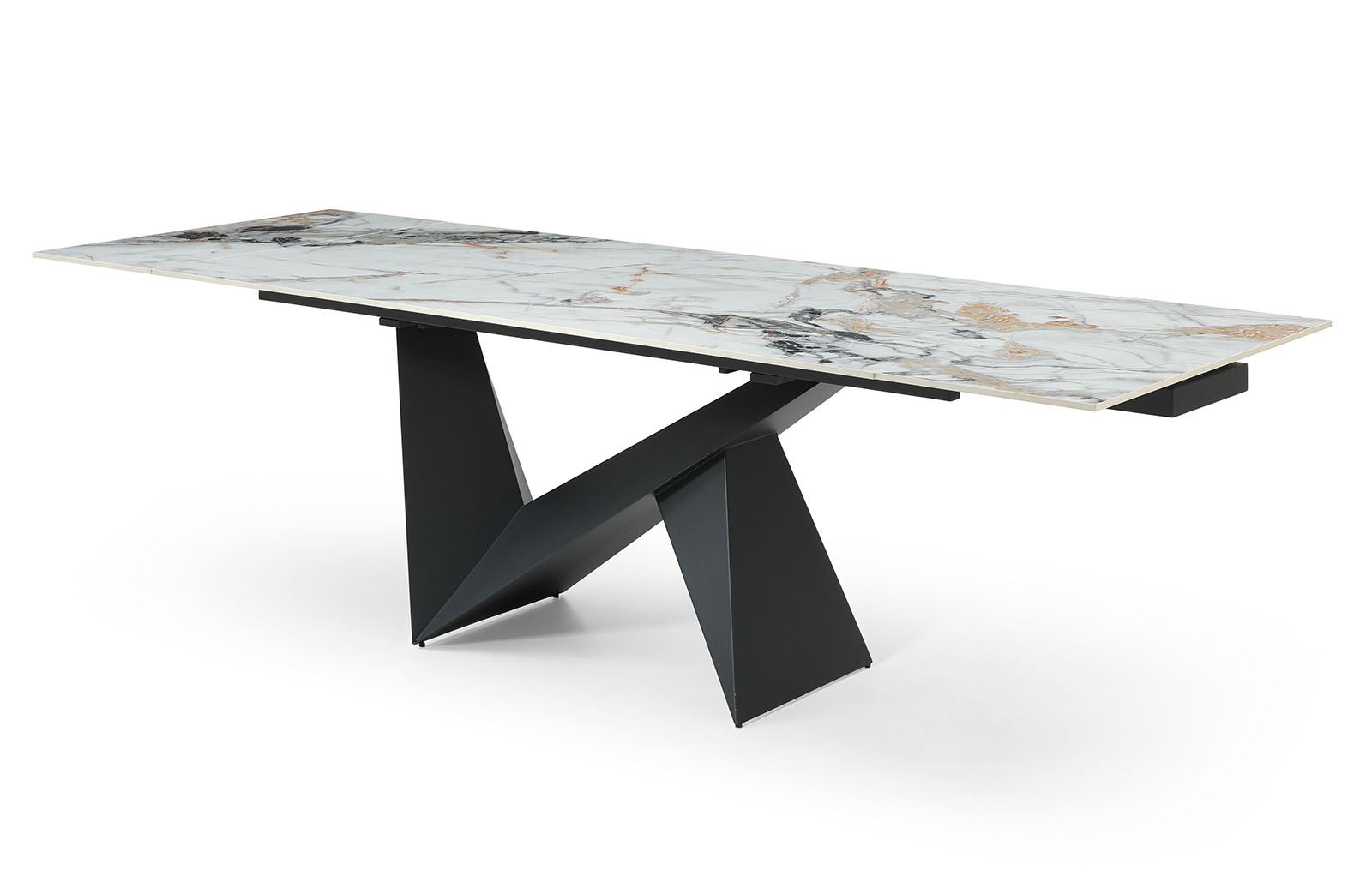 Стол раскладной Portofino Black 200-300, светлая керамика/черный из Италии