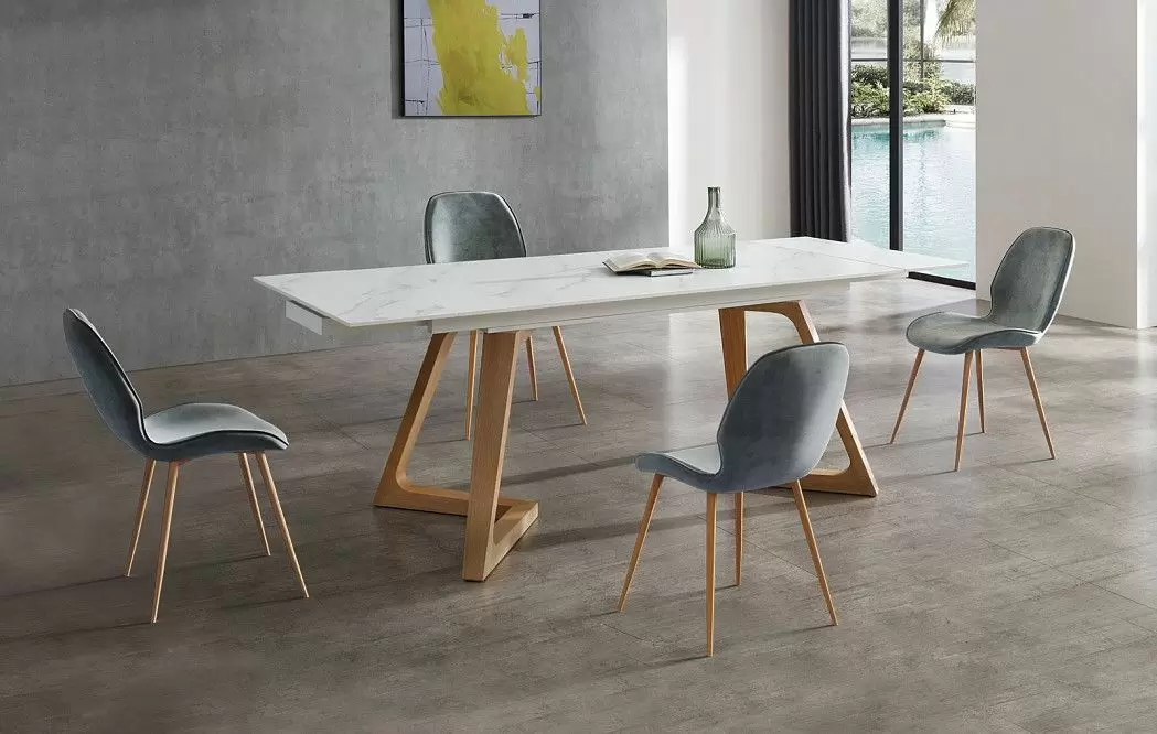 Стол раскладной Sorrento 160-220, белая керамика/ясень из Италии