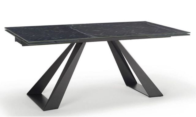 Стол FONDI 180 MARBLES NERO KL-116 Черный мрамор матовый, итальянская керамика/ черный каркас М-City из Италии