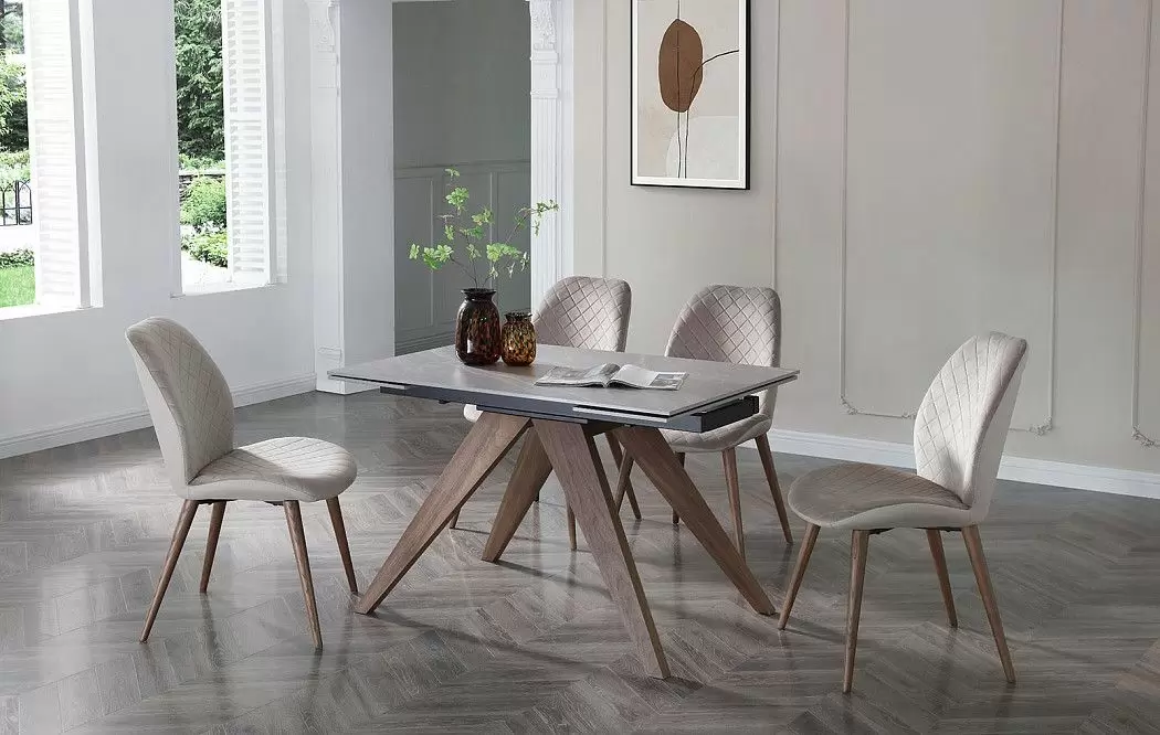 Стол раскладной Valencia 120-180, серая керамика/орех из Италии