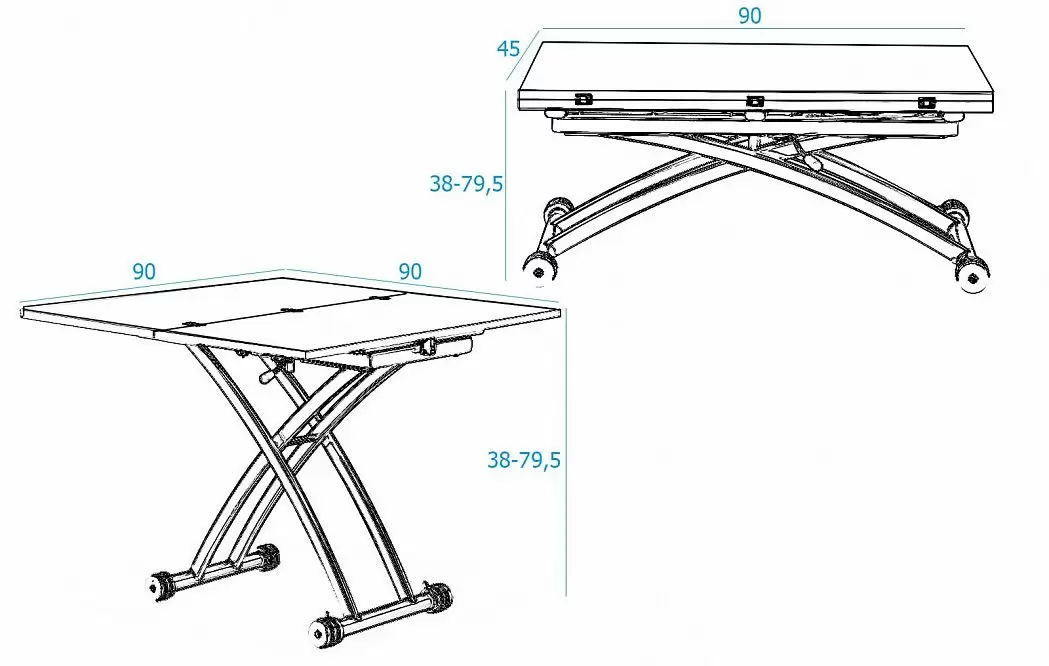 Стол-трансформер Jordan, серый из Италии