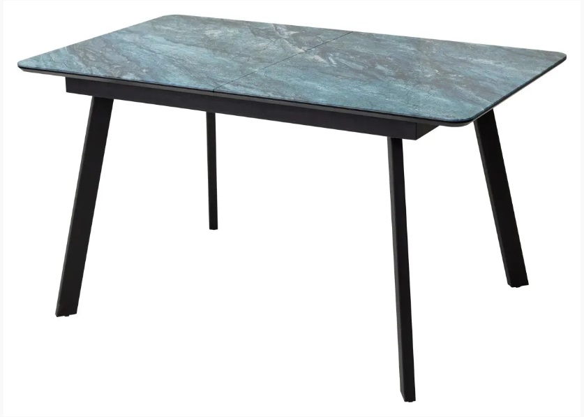 Стол АРУБА 140 АКВАМАРИН, стекло/ ЧЕРНЫЙ каркас М-City из Италии