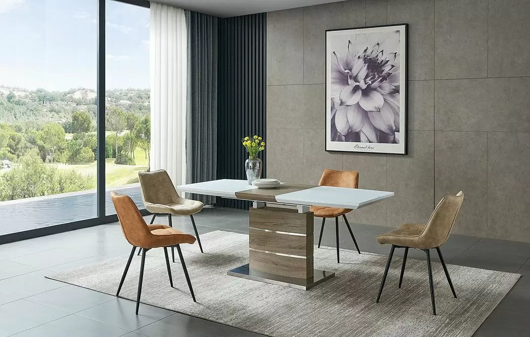 Стол раскладной Arioso Glass (120), белый/дуб из Италии