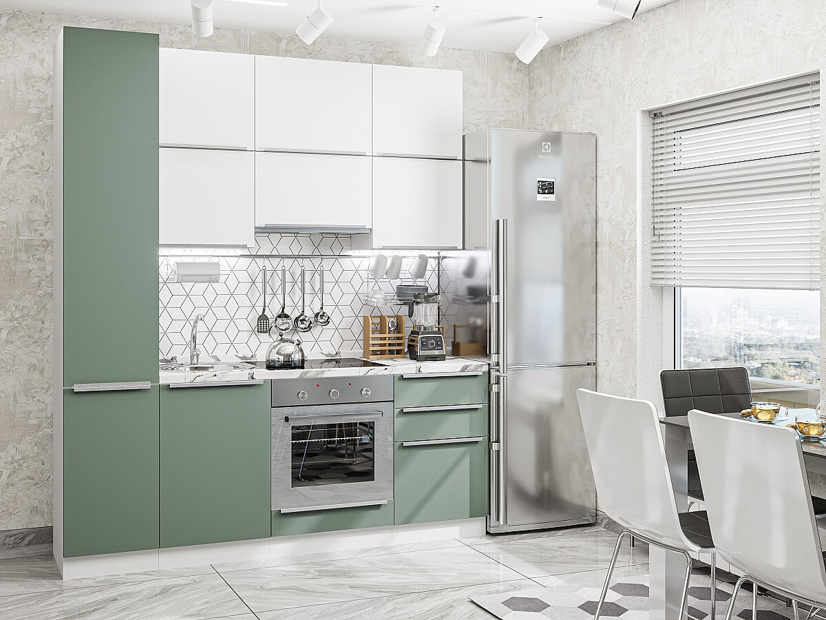 Кухня Фьюжн-06 2340*2000*600 Silky White/Silky Mint