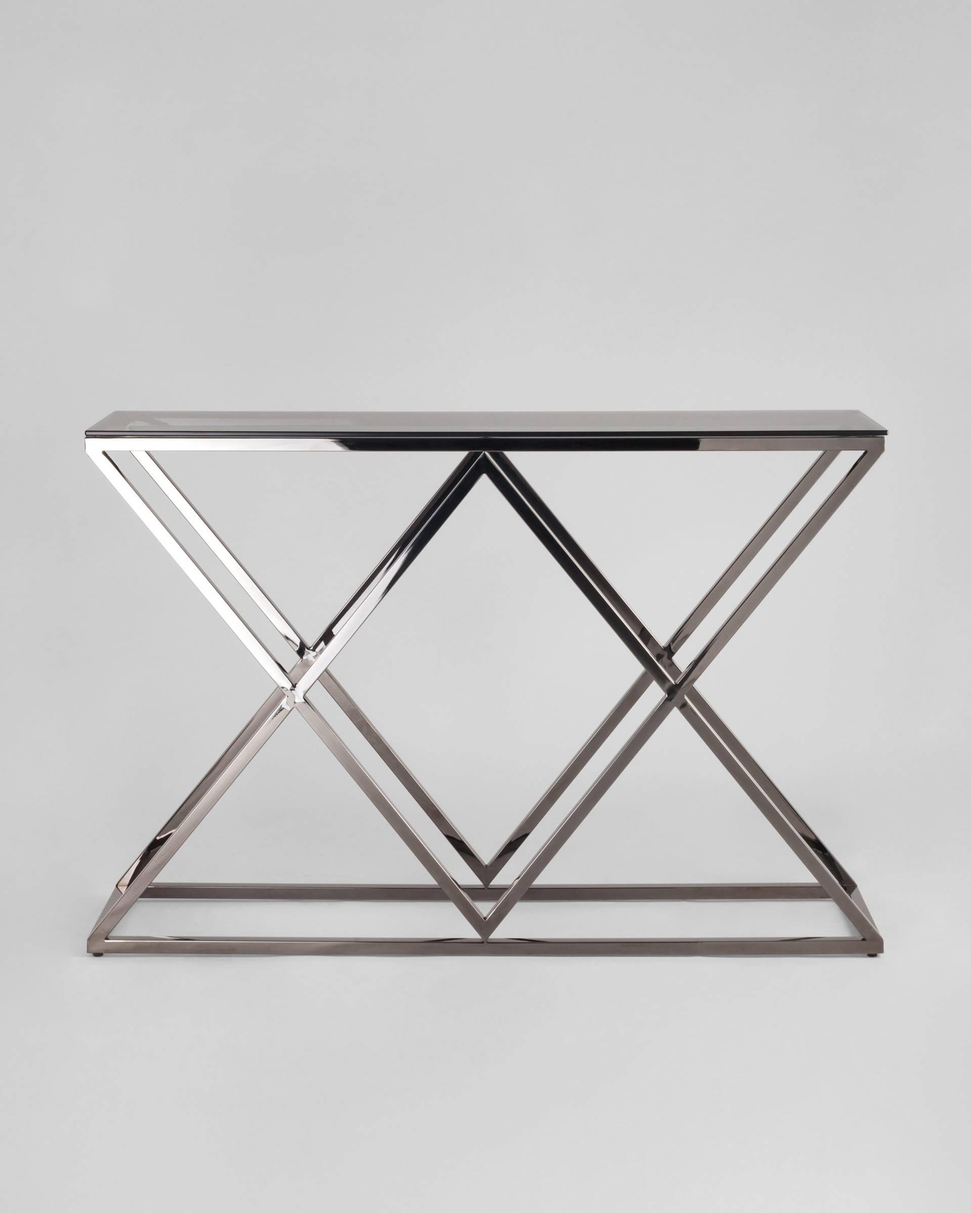 Консоль ИНСИГНИЯ 115*30 сталь темный хром стекло smoke из Италии