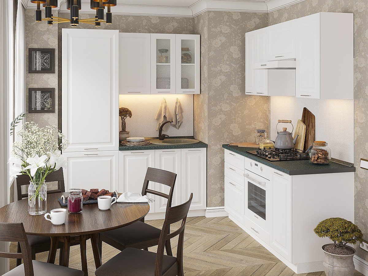 Кухня Ницца Royal-03 2140*1600/1600*600 Blanco