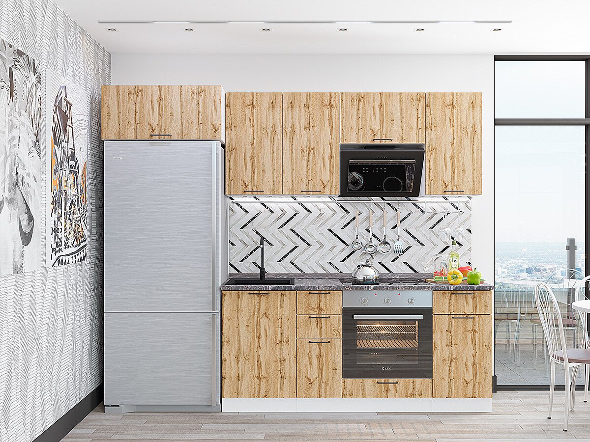 Кухня Флэт-01 2140*2600*600 Wotan Oak 2S