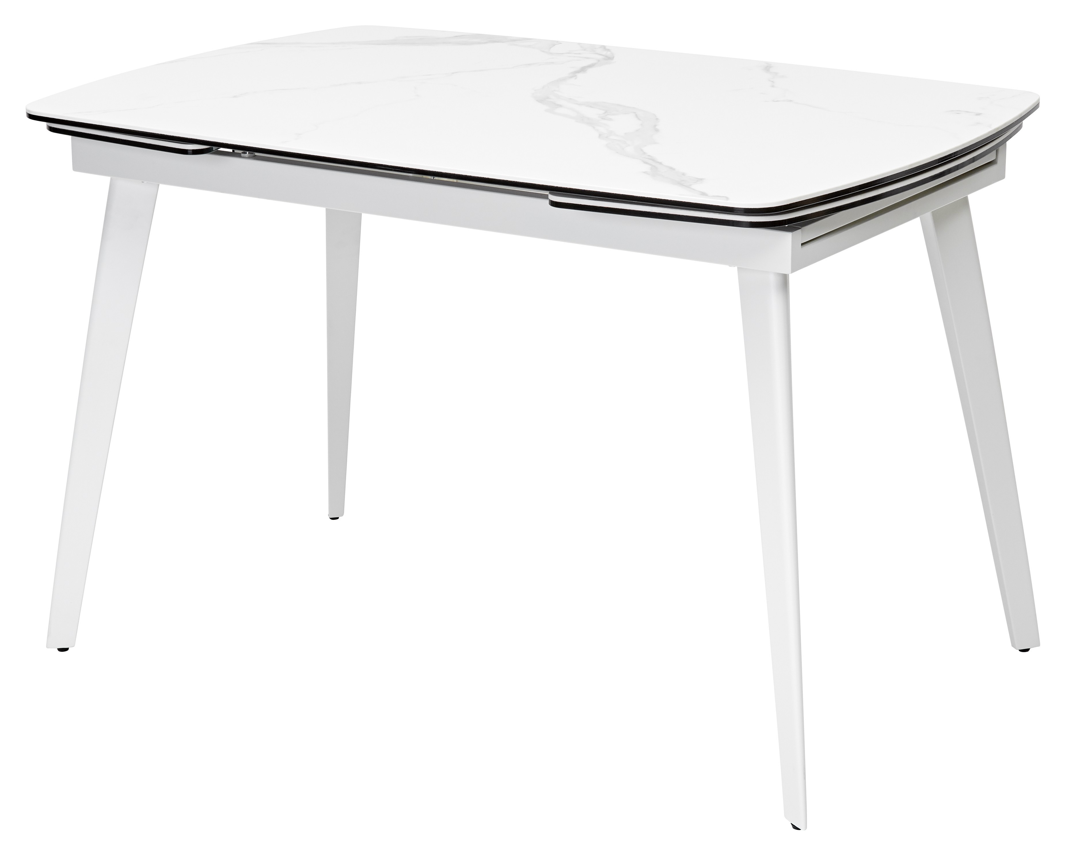 Стол ELIOT 120 HIGH GLOSS STATUARIO Белый мрамор глянцевый, керамика/ белый каркас М-City из Италии