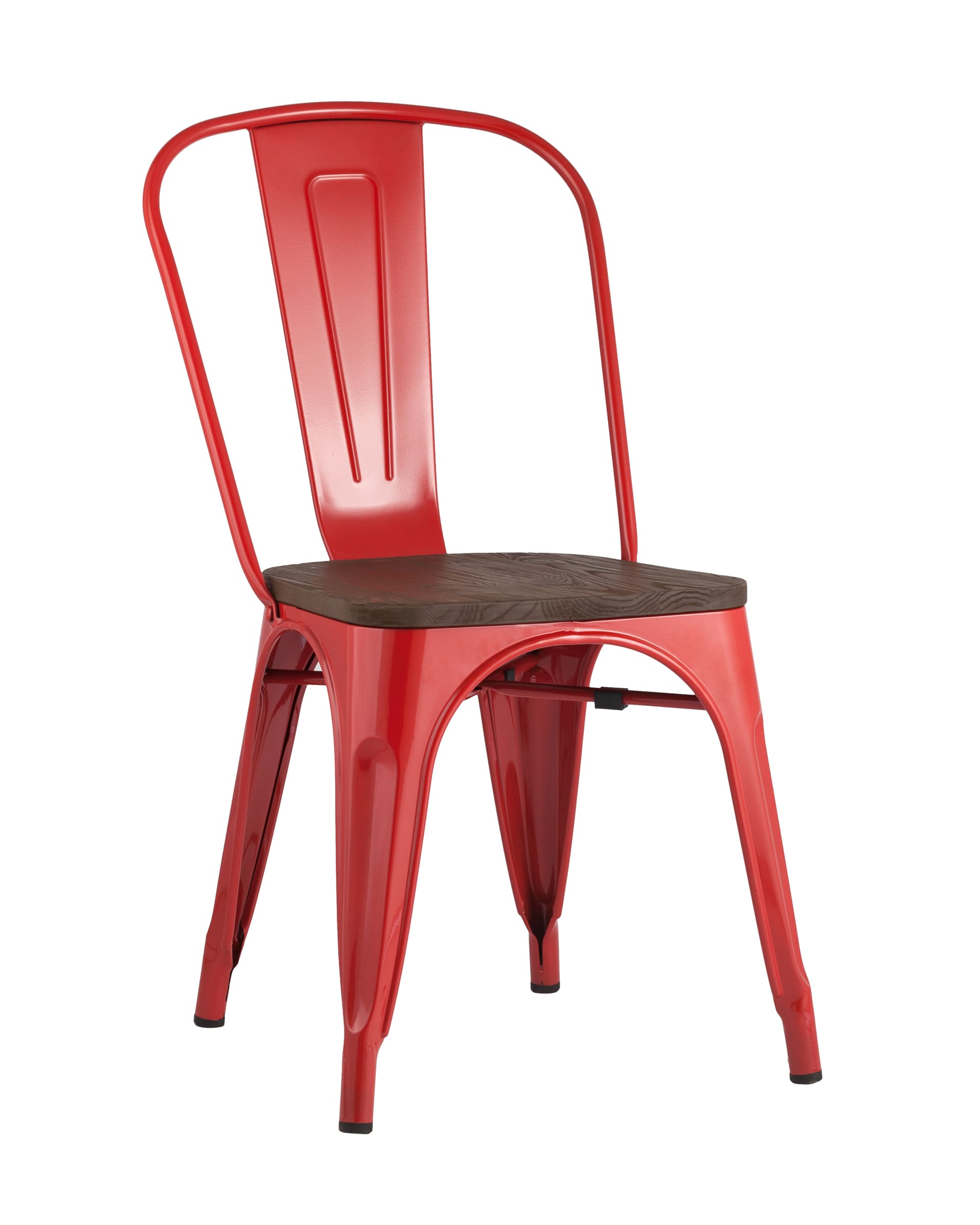 Стул TOLIX красный глянцевый + темное дерево из Италии