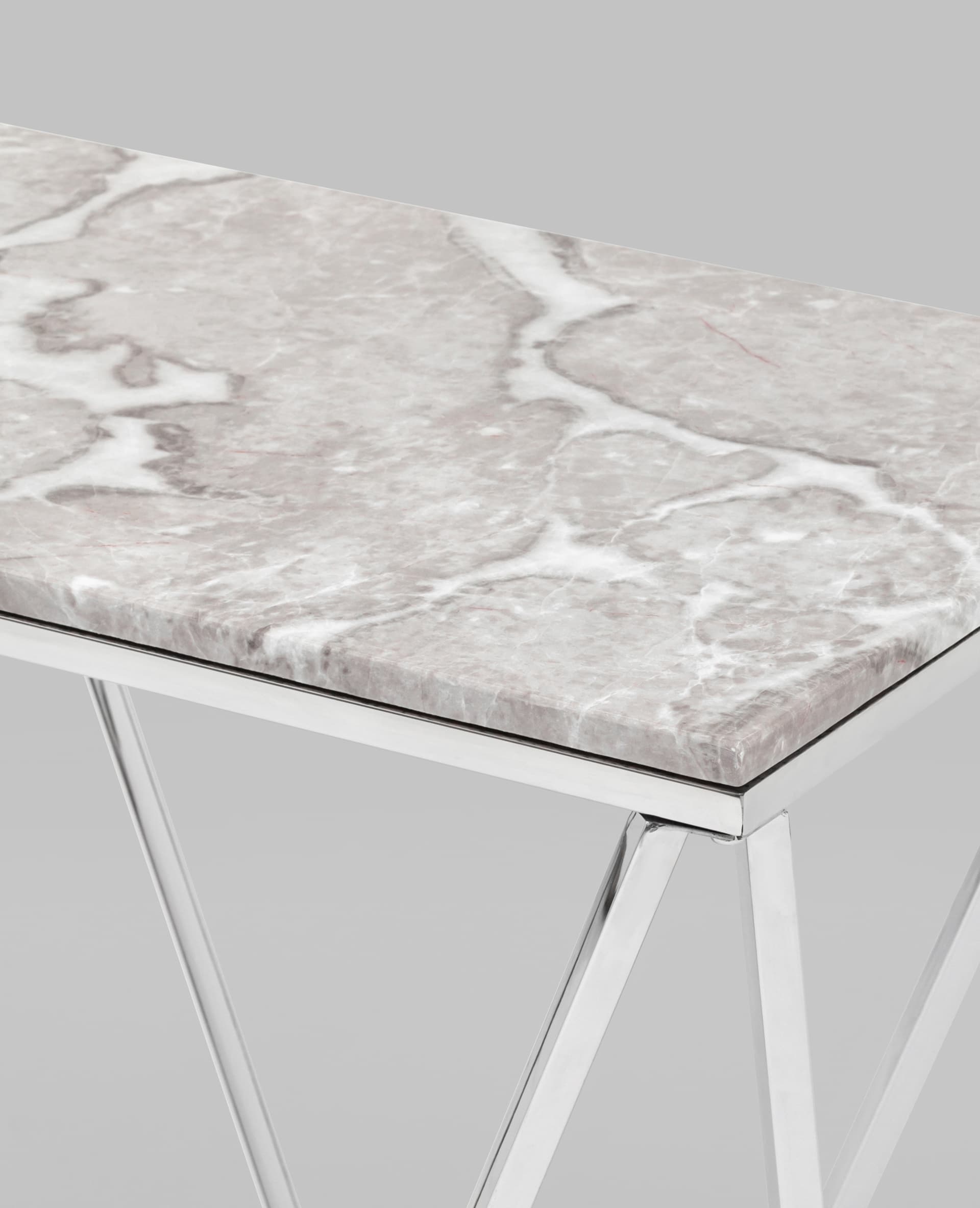 Консоль Авалон 122*41 серый мрамор сталь серебро из Италии