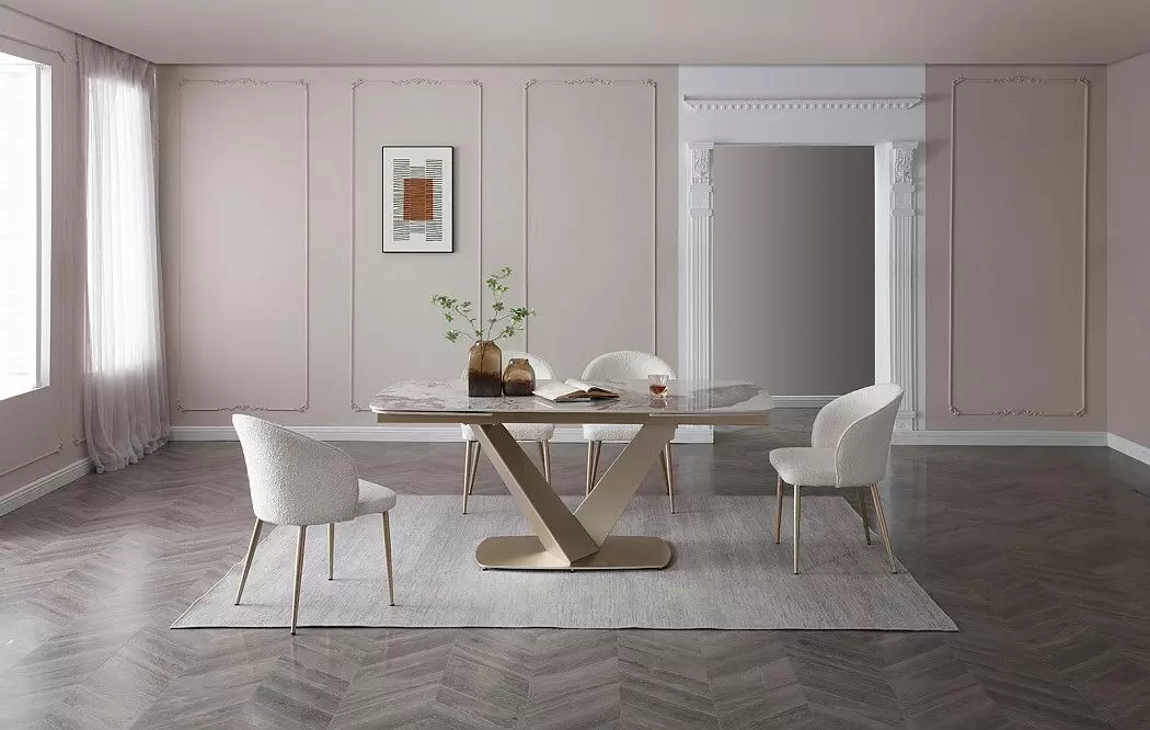 Стол раскладной Victoria 180-280, светлая керамика/шампань из Италии
