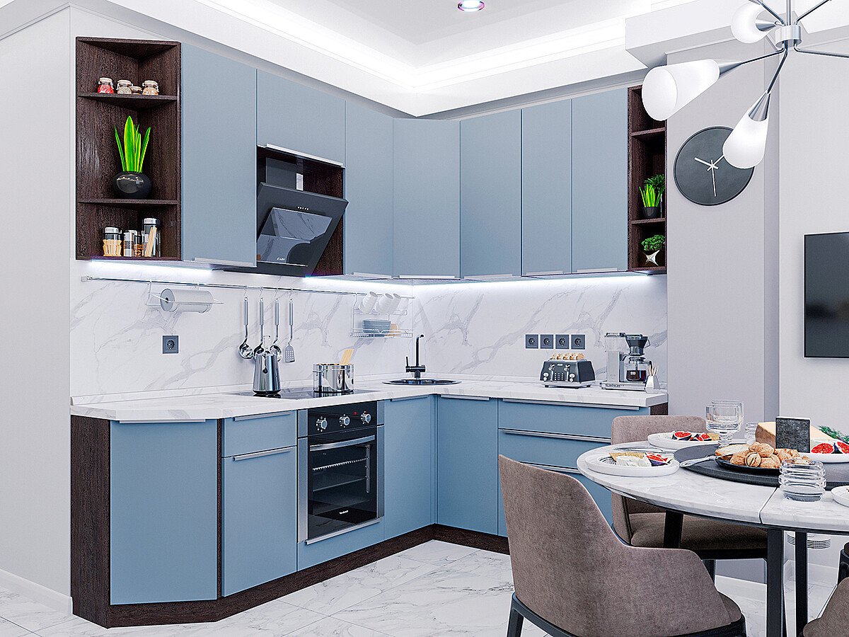 Кухня Фьюжн-04 2340*2200/1790*600 Silky Blue