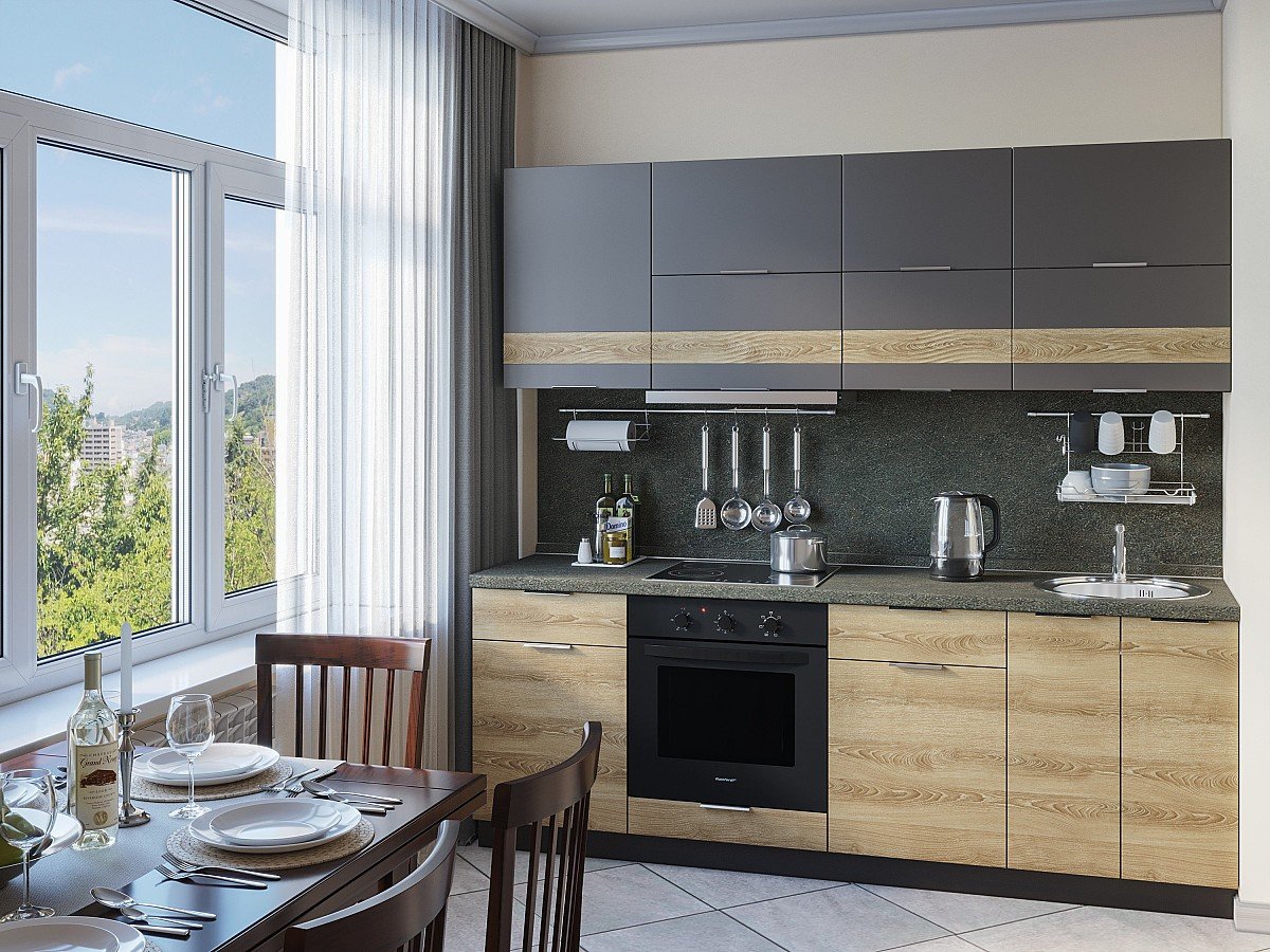 Кухня Терра-01 2140*2200*600 Смоки Софт/Ель Карпатская