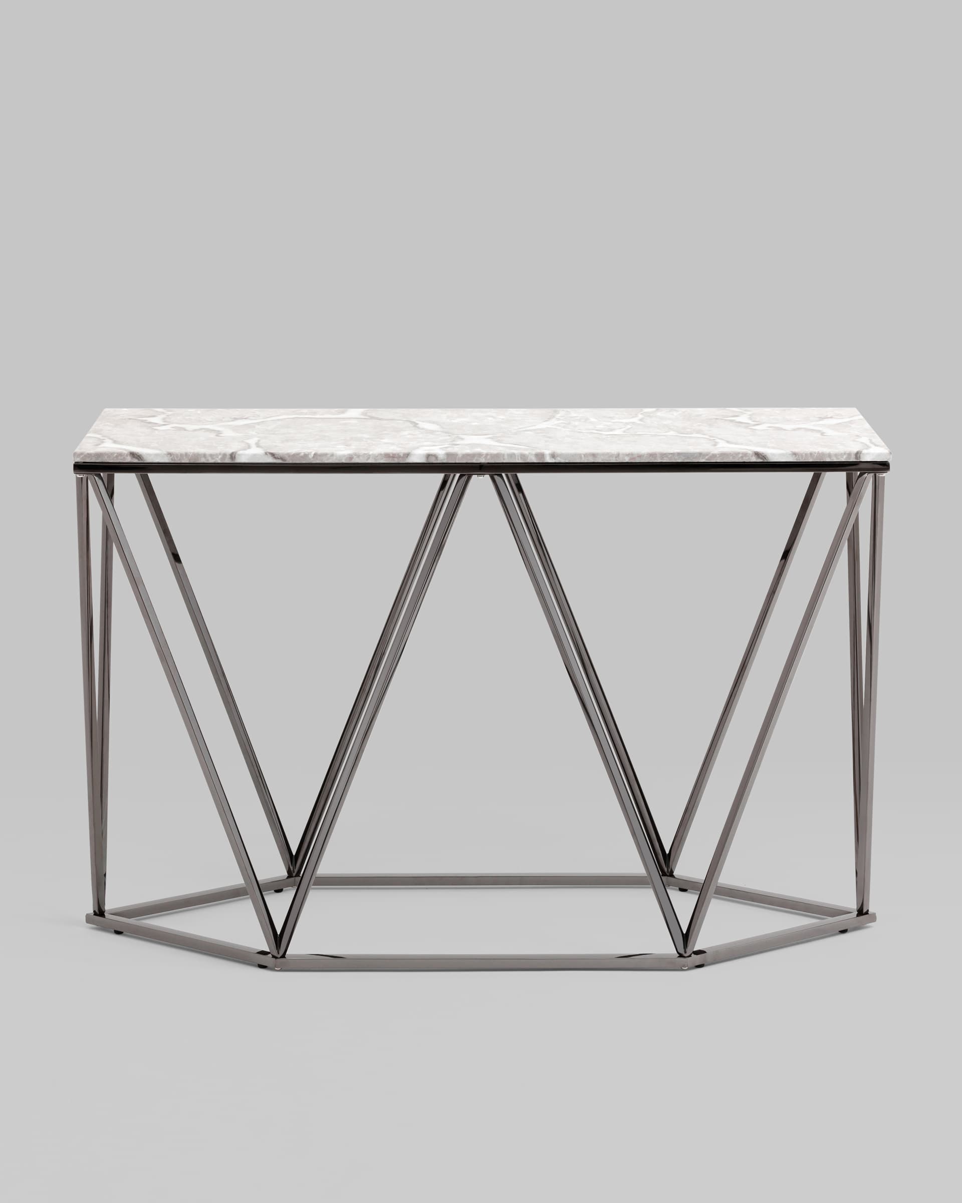 Консоль Авалон 122*41 серый мрамор сталь темный хром из Италии