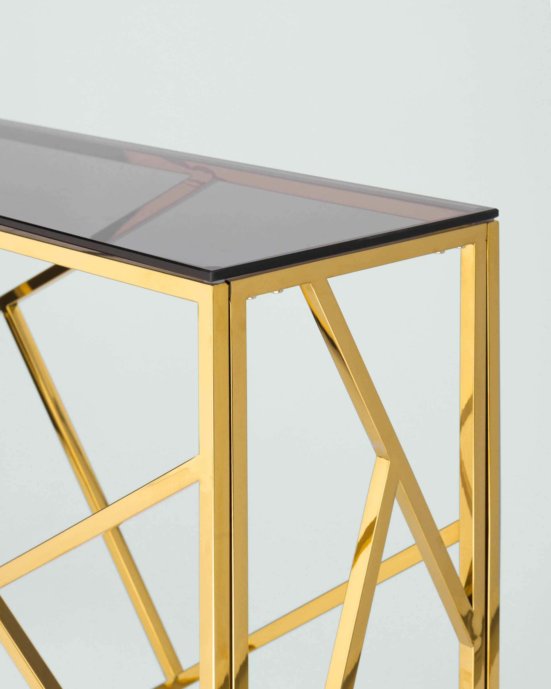 Консоль АРТ ДЕКО 115*30 золото стекло smoke из Италии