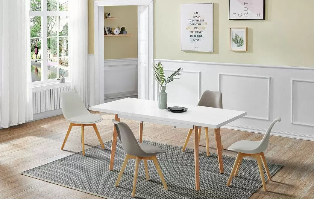 Стол раскладной Pamela 130-170, белый матовый/бук из Италии