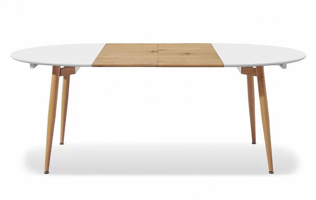 Стол раскладной Margaret 120-200, белый/светлое дерево из Италии